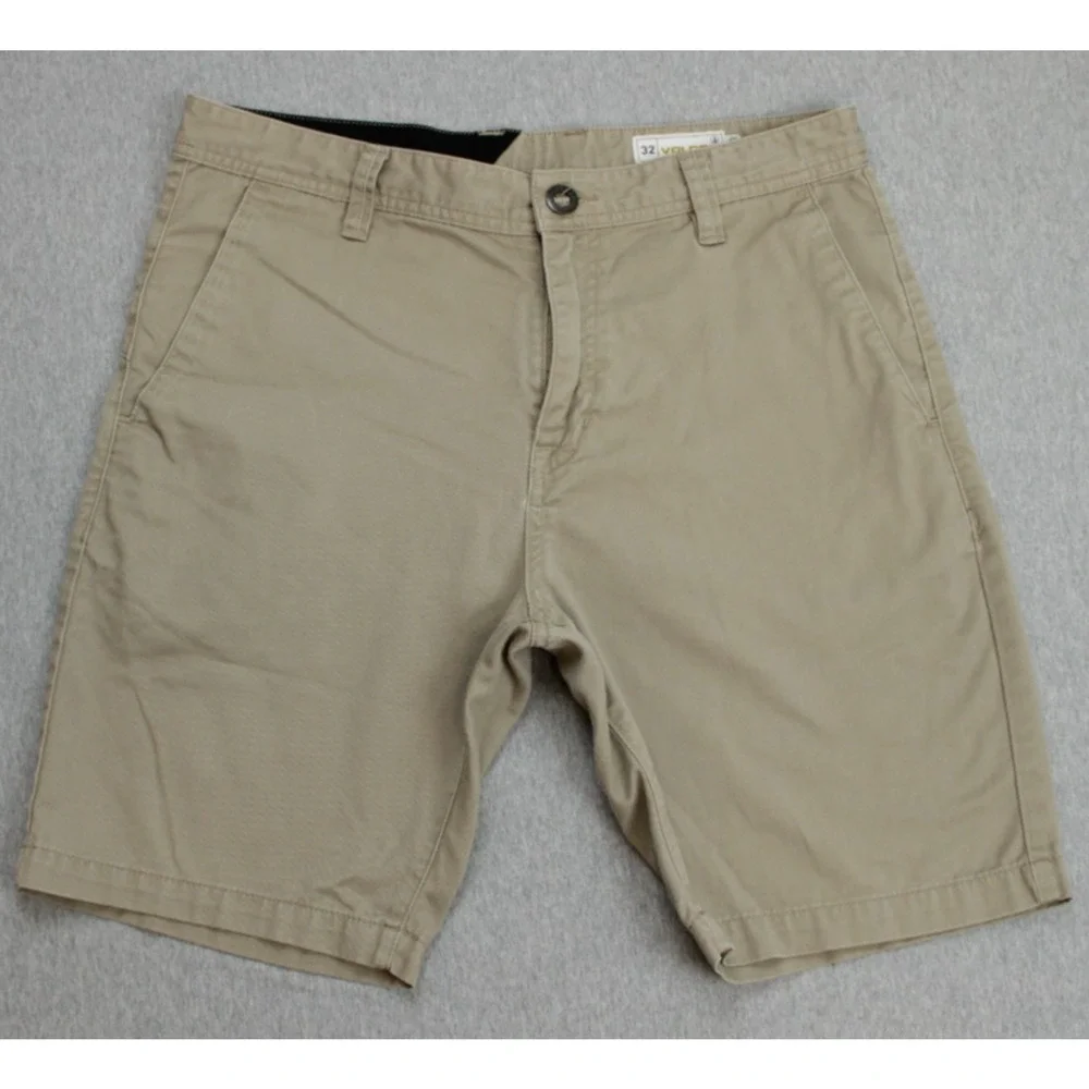 Volcom Shorts Mens 32 Biege‎ Cotton Blend Flat Front Chino 9